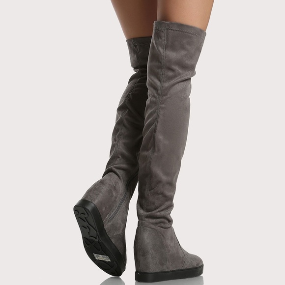 NEW🔥Over The Knee Hidden Wedge Heel Sneaker Boot - Picture 4 of 4